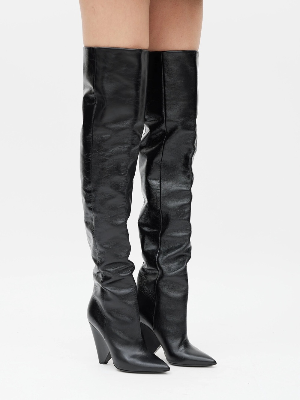 Saint Laurent over knee black boots